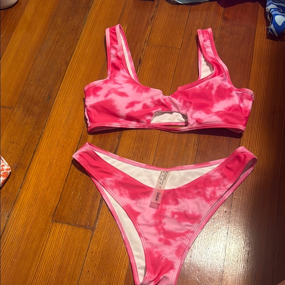 SHEIN Pink Tie-Dye Bikini Set